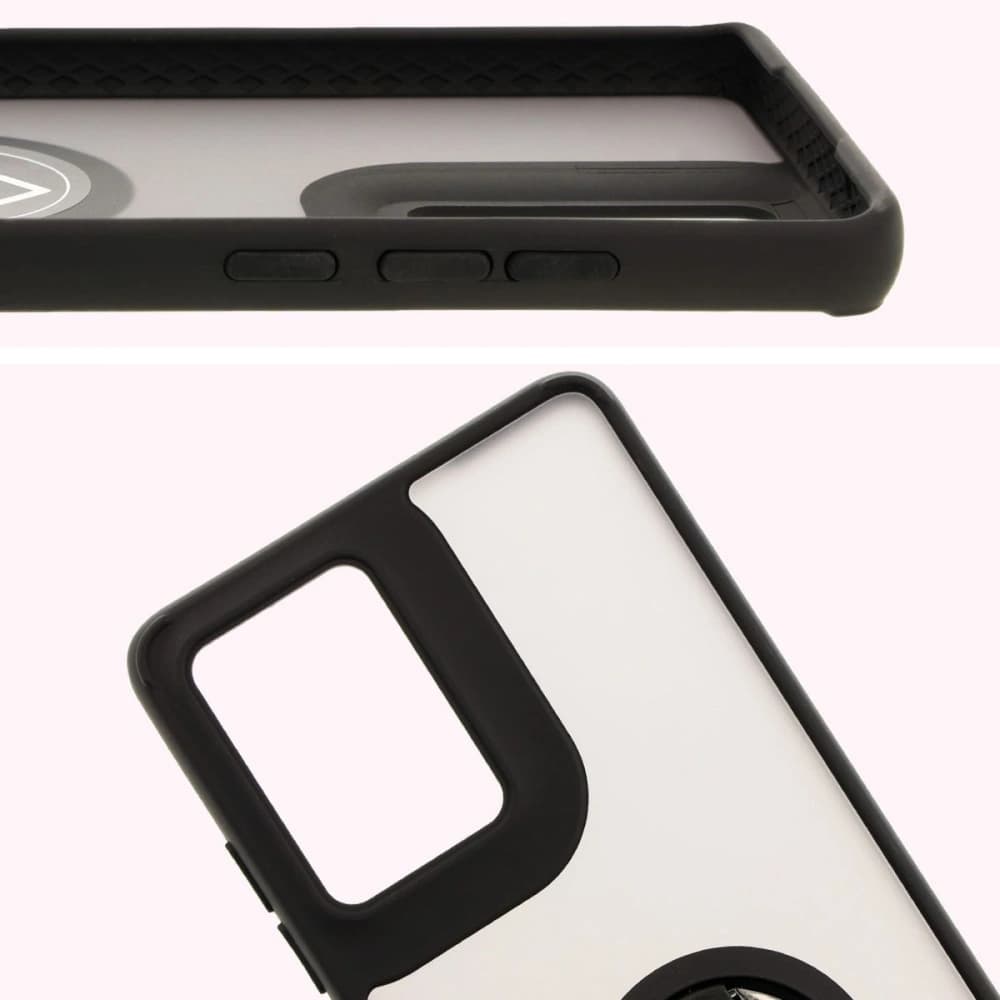 Etui s úchytem na prst Bizon Case Hybrid Ring pro Motorola Moto G85 5G kouřové s černým rámečkem - 3