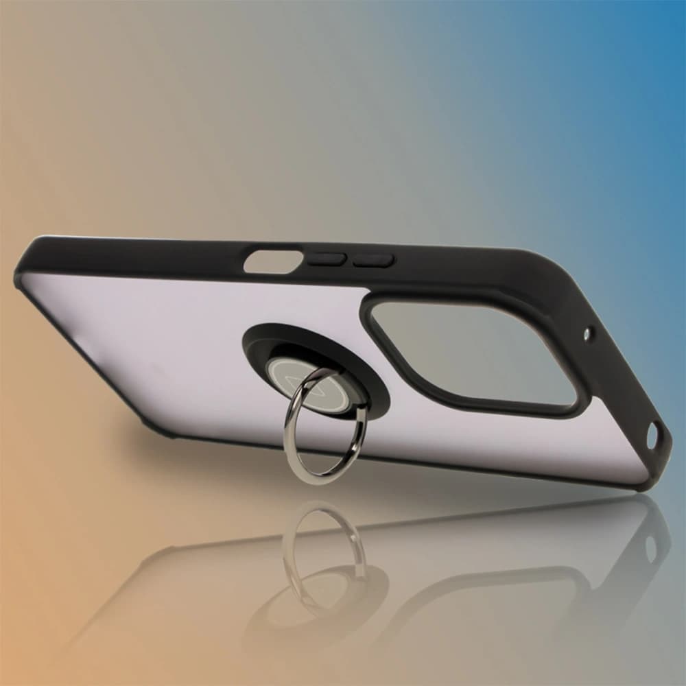 Bizon Case Hybrid Ring Xiaomi Redmi 13 4G rauchig mit einem schwarzen Rahmen - 6