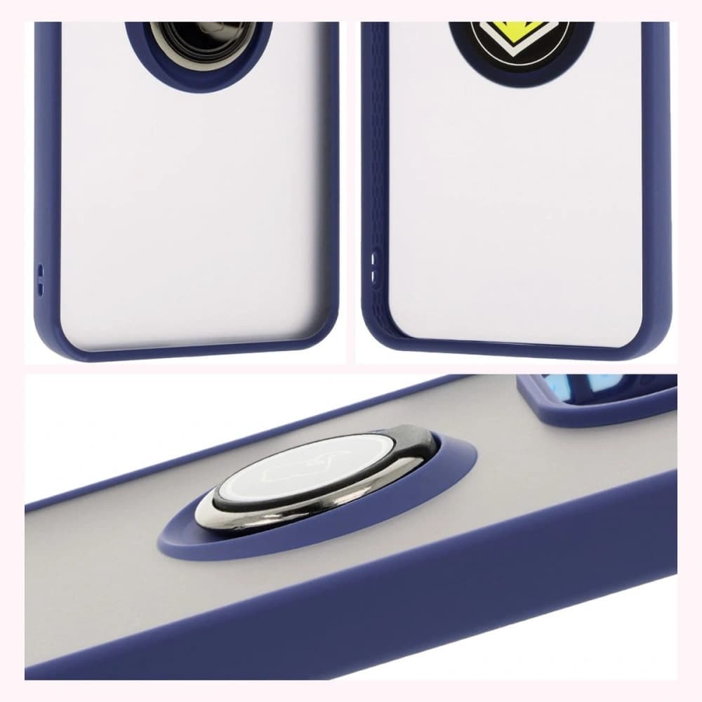 Bizon Case Hybrid Ring Xiaomi Redmi 13 4G fumurii cu un cadru albastru închis - 4