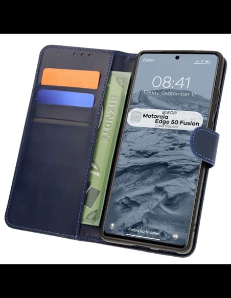 Bizon Case Pocket Motorola Edge 50 Fusion navy blue