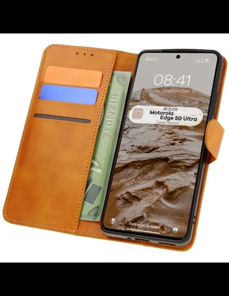 Bizon tok zsebében Motorola Edge 50 Ultra barna