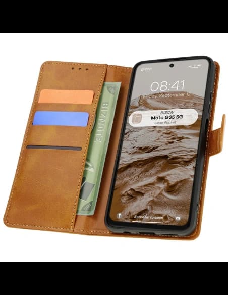 Bizon Case Pocket Motorola Moto G35 5G brown