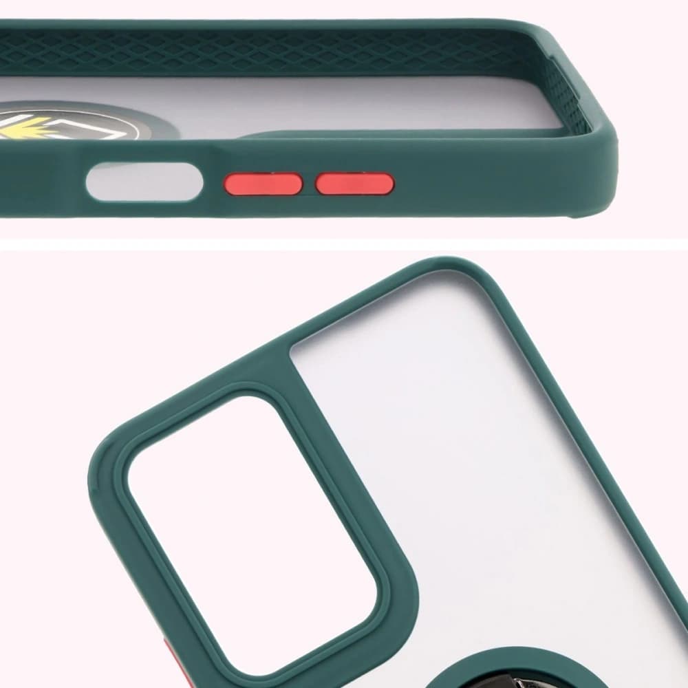 Etui z uchwytem na palec Bizon Case Hybrid Ring do Motorola Moto G35 5G zakouřené s tmavě zeleným rámečkem - 3