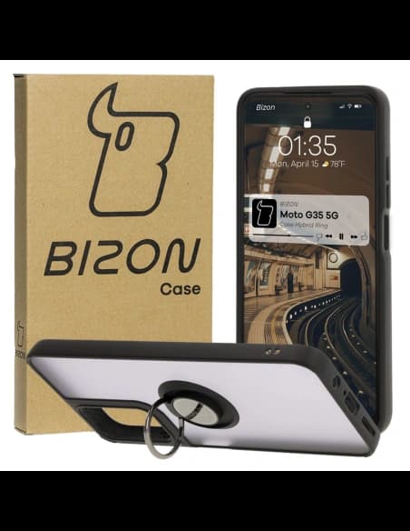 Bizon Case Hybrid Ring Motorola Moto G35 5G smoky with a black frame