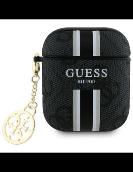 Guess GUA2P4RPSK Apple AirPods 1/2 tok 4G Nyomtatott Csíkok Charm fekete