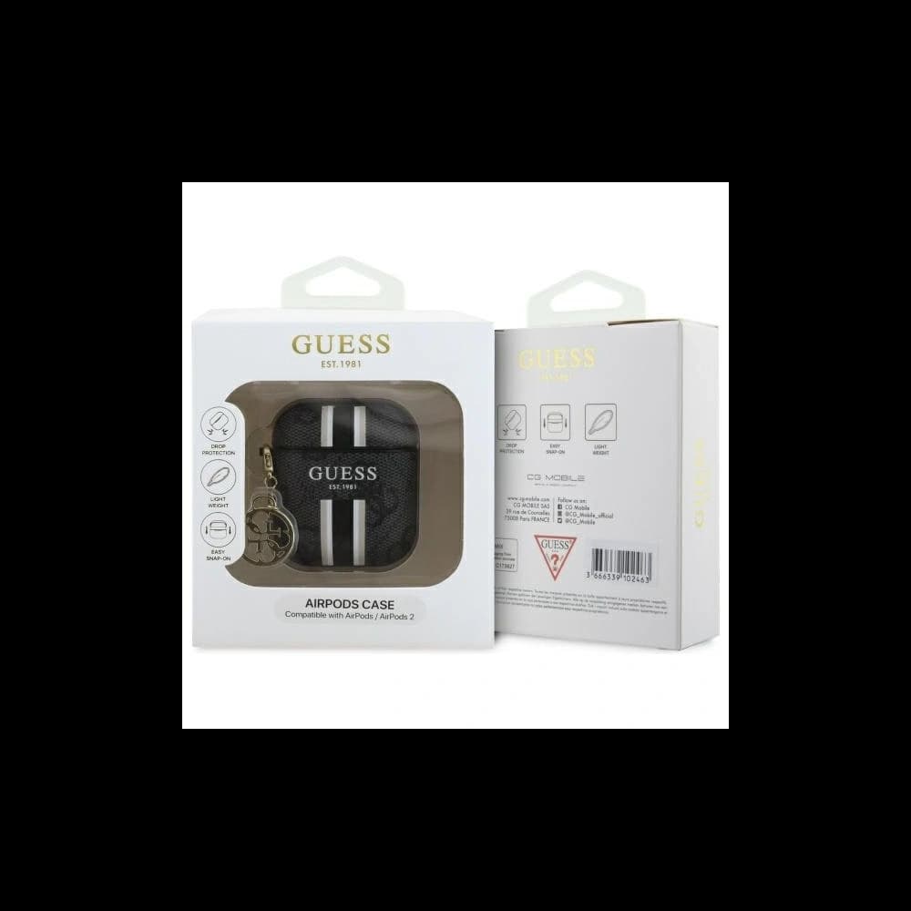 Guess GUA2P4RPSK Apple AirPods 1/2 tok 4G Nyomtatott Csíkok Charm fekete - 3