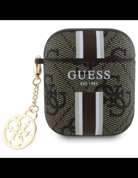 Guess GUA2P4RPSW Apple AirPods 1/2 tok 4G Nyomtatott Csíkok Charm barna