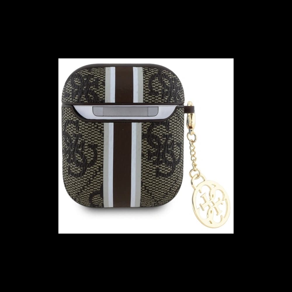 Guess GUA2P4RPSW Apple AirPods 1/2 husă 4G Imprimat Dungi Farmec maro - 2