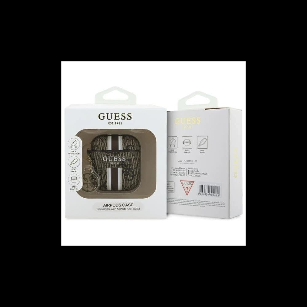 Guess GUA2P4RPSW Apple AirPods 1/2 husă 4G Imprimat Dungi Farmec maro - 3