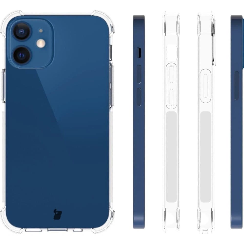 Etui + 2x sklo na obrazovku + sklo na objektiv Bizon Case Clear Pack pro Apple iPhone 12 Mini průhledné - 4