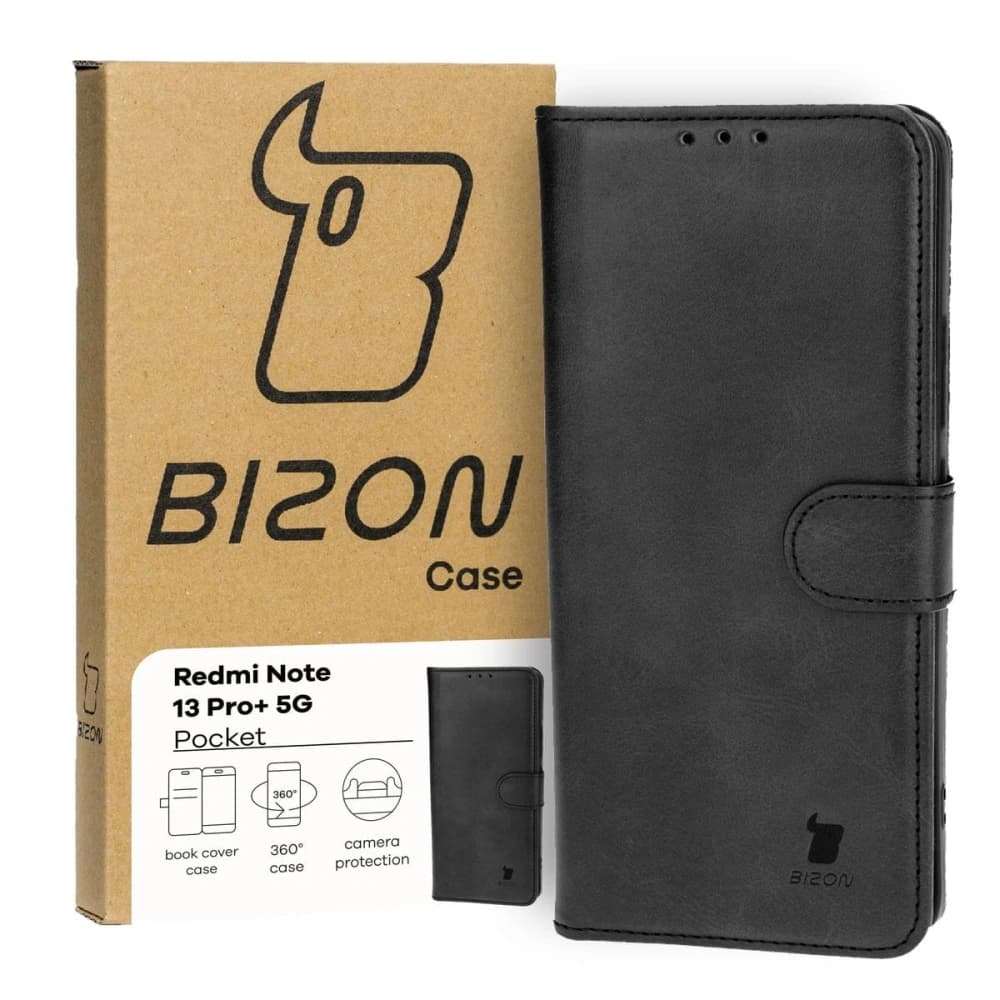 Etui z klapką Bizon Case Pocket do Xiaomi Redmi Note 13 Pro+ 5G černé - 1