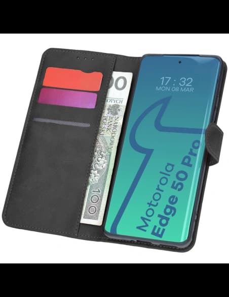 Etui z klapką Bizon Case Pocket do Motorola Edge 50 Pro czarne