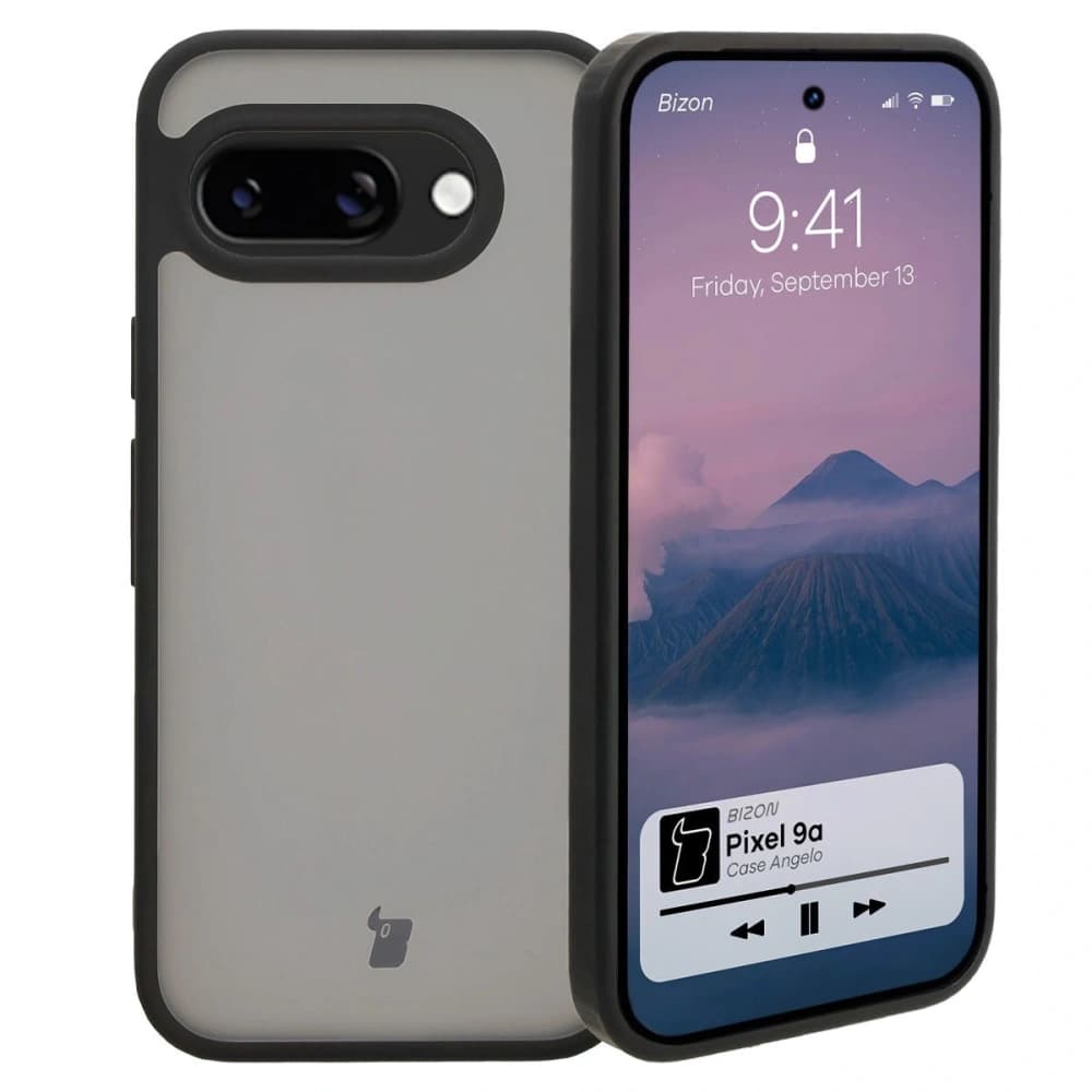 Bizon Case Angelo Google Pixel 9a smoky with a black frame