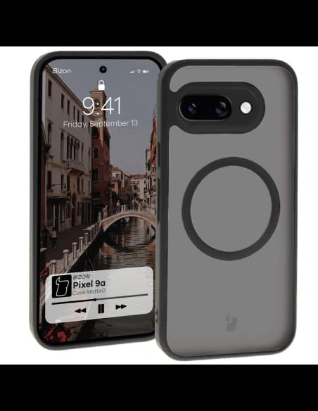 Bizon Case MatteO Google Pixel 9a translucent with a black frame