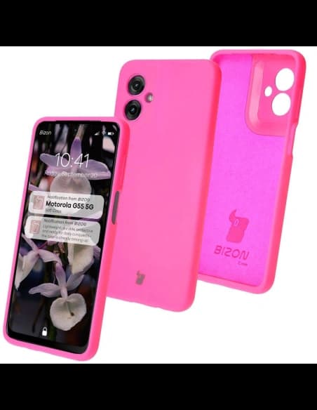 Bizon Soft Case Motorola Moto G55 5G neon rózsaszín