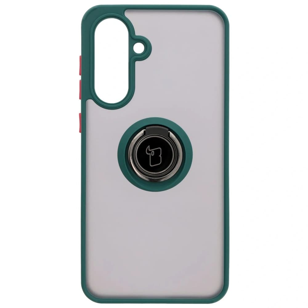 Etui z uchwytem na palec Bizon Case Hybrid Ring do Samsung Galaxy A36 5G / A56 5G kouřové s tmavě zeleným rámečkem - 2