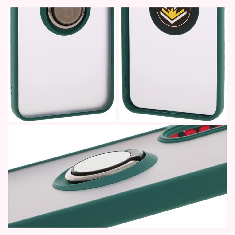 Etui z uchwytem na palec Bizon Case Hybrid Ring do Samsung Galaxy A36 5G / A56 5G kouřové s tmavě zeleným rámečkem - 4