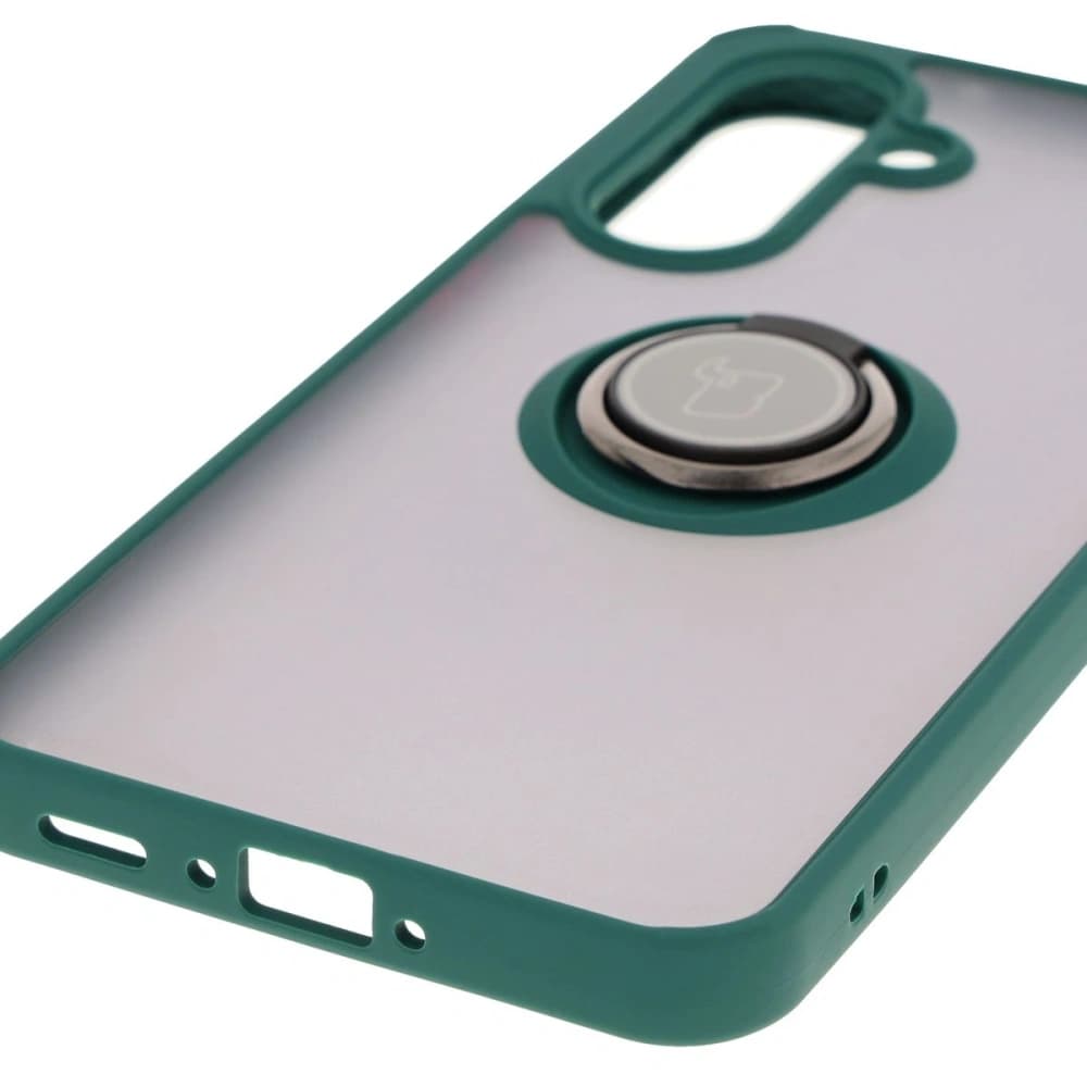 Etui z uchwytem na palec Bizon Case Hybrid Ring do Samsung Galaxy A36 5G / A56 5G kouřové s tmavě zeleným rámečkem - 5