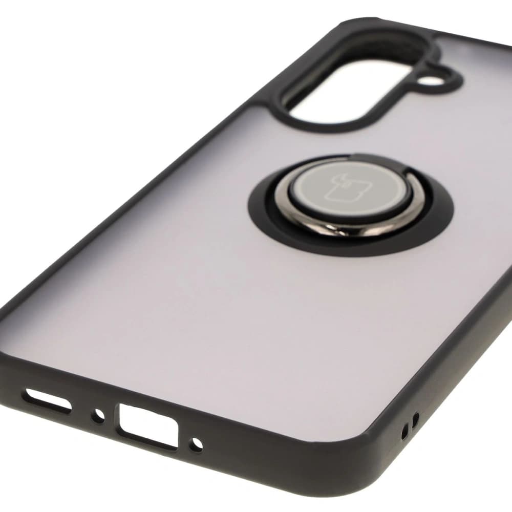 Etui s držákem na prst Bizon Case Hybrid Ring do Samsung Galaxy A36 5G / A56 5G kouřové s černým rámečkem - 5