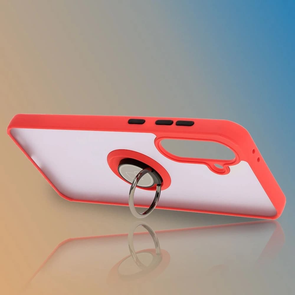 Bizon Case Hybrid Ring Samsung Galaxy A36 5G / A56 5G fumuriu cu un cadru roșu - 6