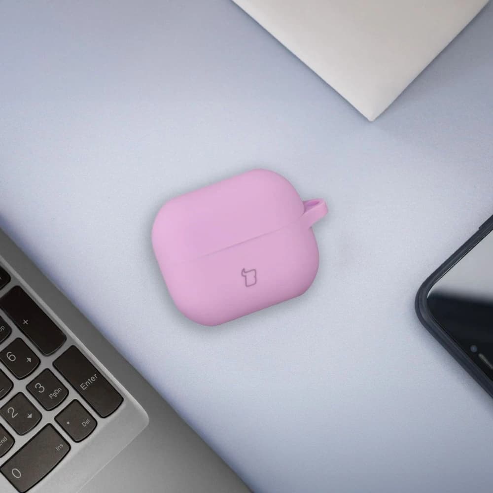 Silikonové pouzdro s karabinou Bizon Case Headphone Silicone pro Samsung Galaxy Buds 3 / 3 Pro světle fialové - 3