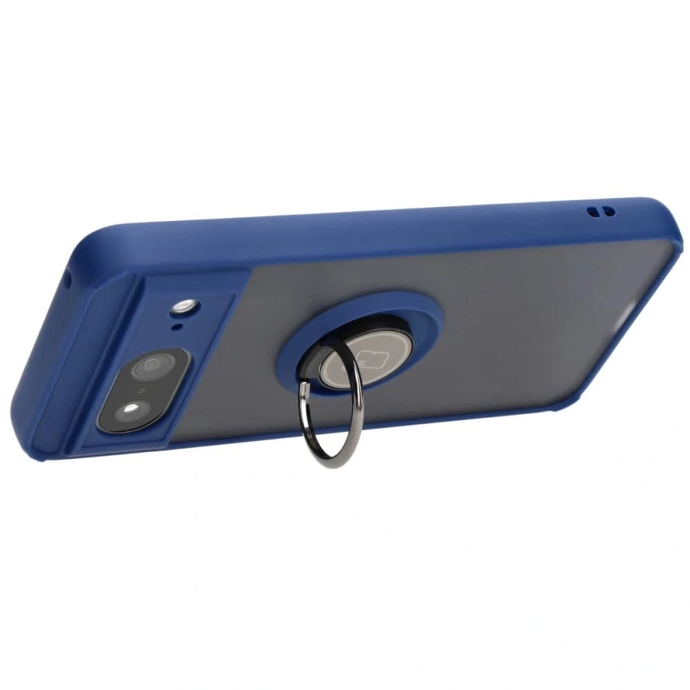 Etui z uchwytem na palec Bizon Case Hybrid Ring do Google Pixel 8 przydymione z granatową ramką - 5