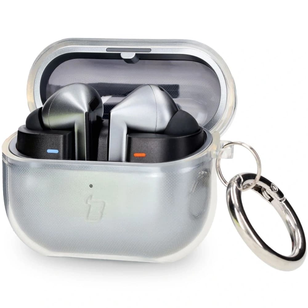 Elastické pouzdro s karabinkem Bizon Case Headphone Clear do Samsung Galaxy Buds 3/3 Pro průhledné - 1