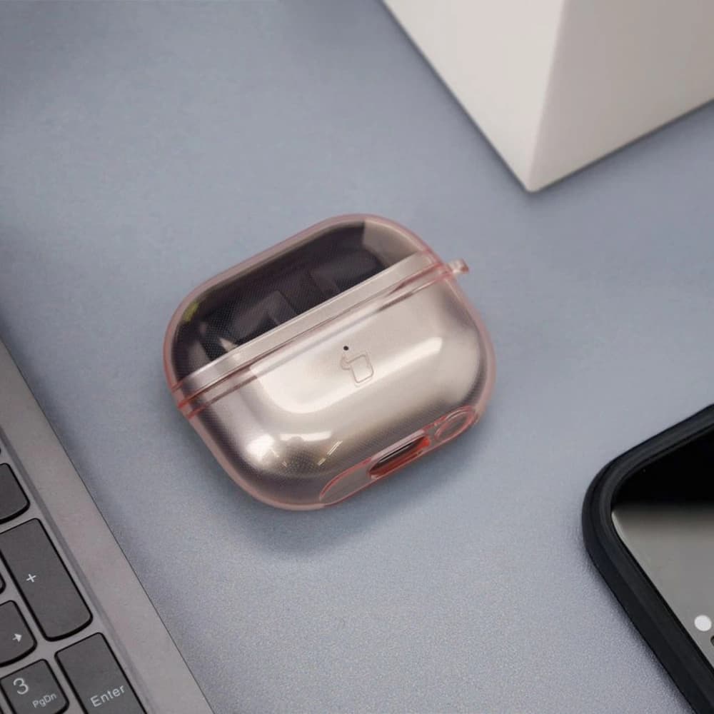 Elastické pouzdro s karabinovým klipem Bizon Case Headphone Clear do Samsung Galaxy Buds 3/3 Pro průhledně-růžové - 3