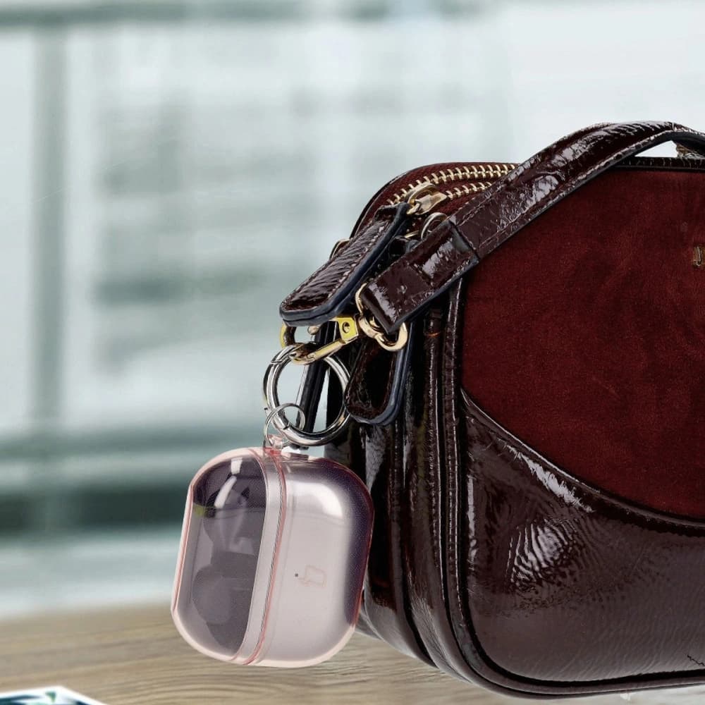 Elastické pouzdro s karabinovým klipem Bizon Case Headphone Clear do Samsung Galaxy Buds 3/3 Pro průhledně-růžové - 4