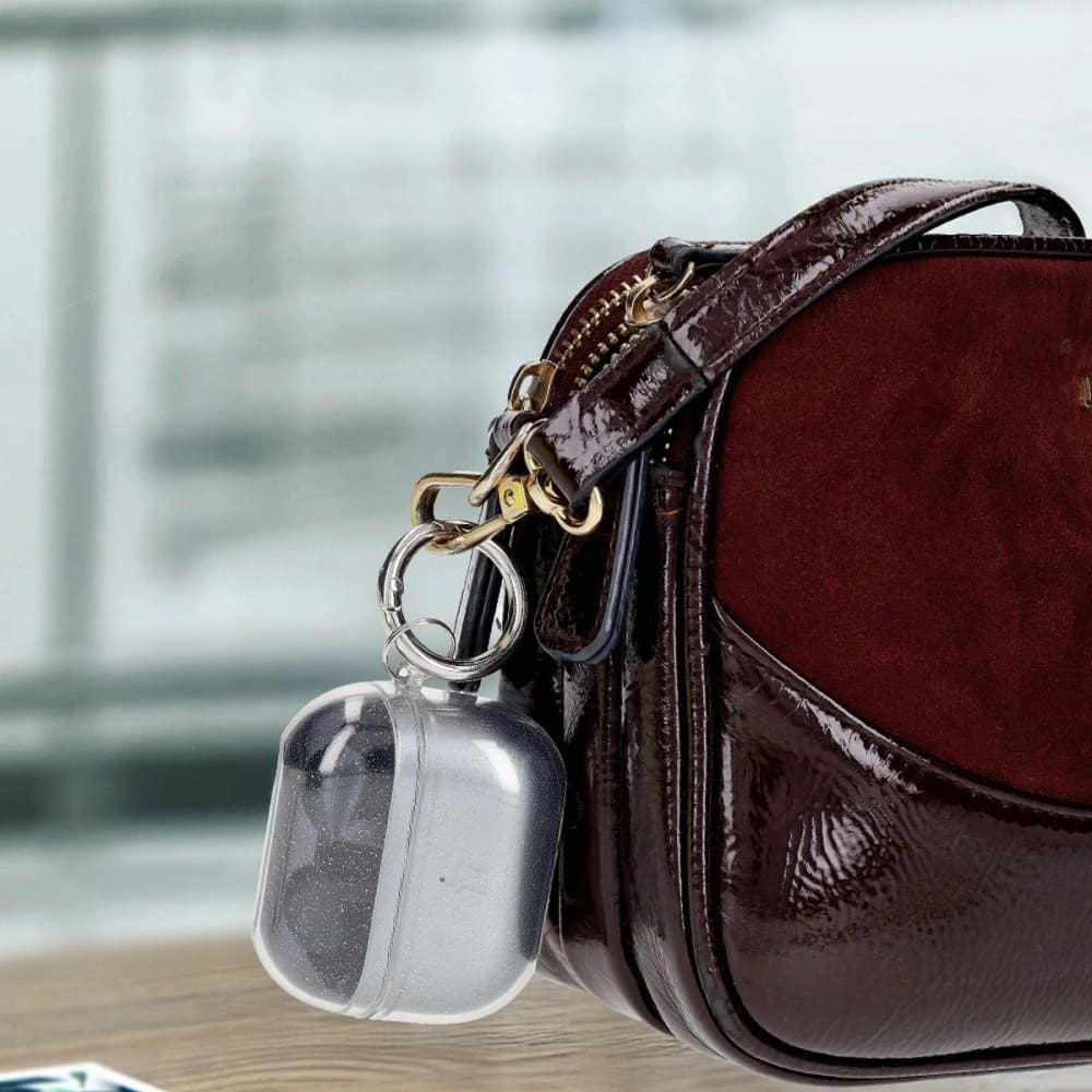 Elastické pouzdro s karabinou Bizon Case Headphone Clear pro Samsung Galaxy Buds 3/3 Pro průhledné s třpytkami - 4