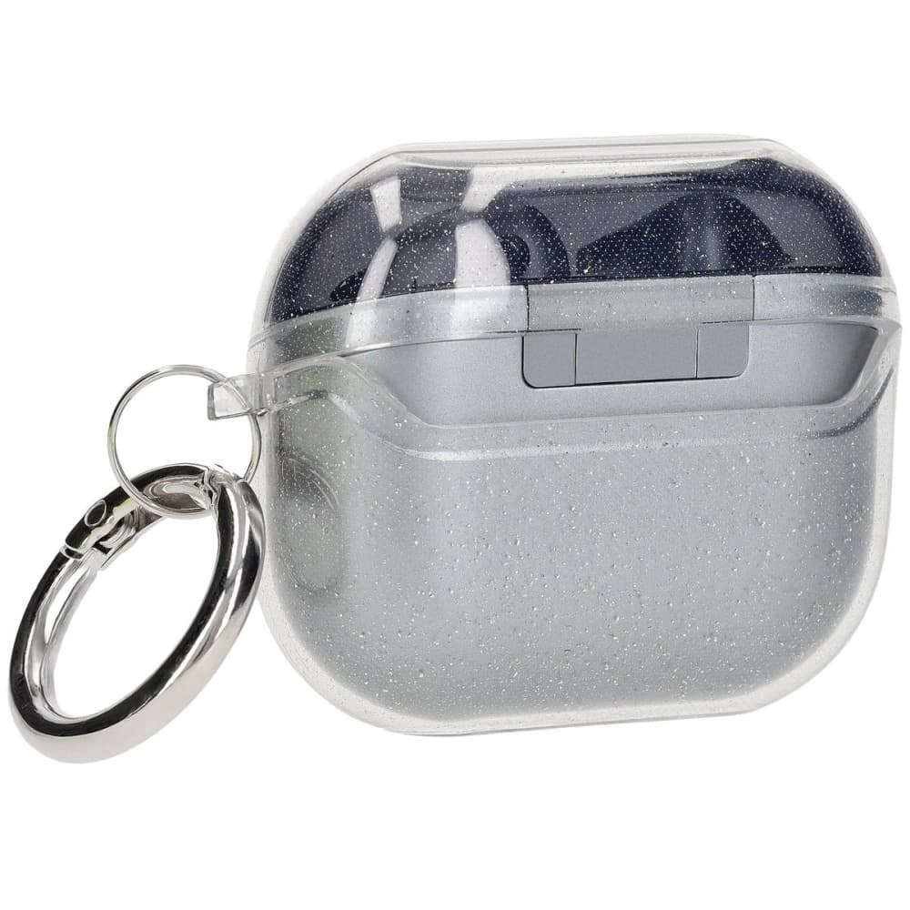 Elastické pouzdro s karabinou Bizon Case Headphone Clear pro Samsung Galaxy Buds 3/3 Pro průhledné s třpytkami - 5