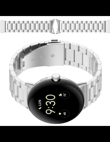 Pasek ze stali nierdzewnej Bizon Strap Watch Aura do Google Pixel Watch 3 45 mm srebrny