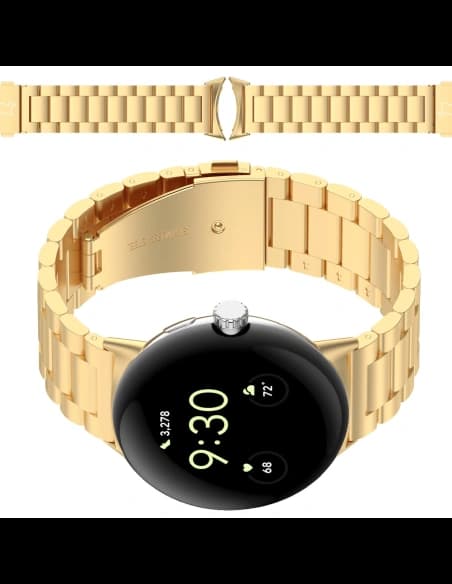 Pasek ze stali nierdzewnej Bizon Strap Watch Aura do Google Pixel Watch 3 45 mm złoty