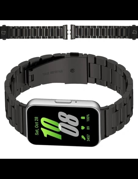 Pásek z nerezové oceli Bizon Strap Watch Aura do Samsung Galaxy Fit 3 černý