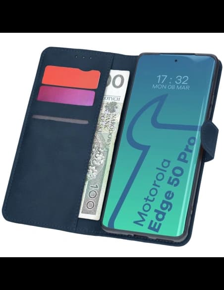 Etui z klapką Bizon Case Pocket do Motorola Edge 50 Pro granatowe