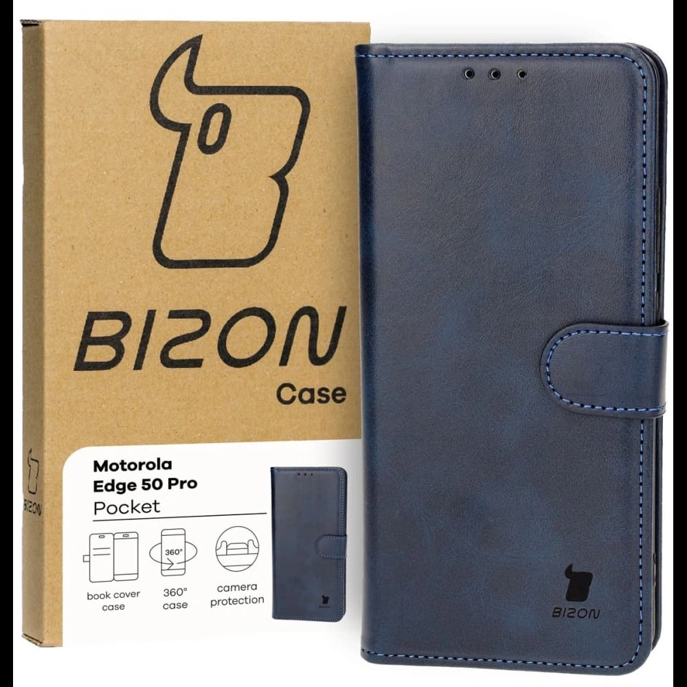 Husă Bizon pentru Motorola Edge 50 Pro, culoare albastru marin. - 2