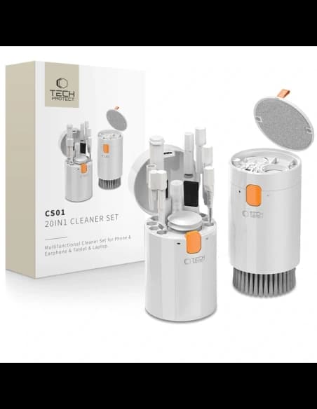 Tech-Protect Set de Curățare CS01 20in1 pentru Telefon & Căști & Tabletă & Laptop Alb