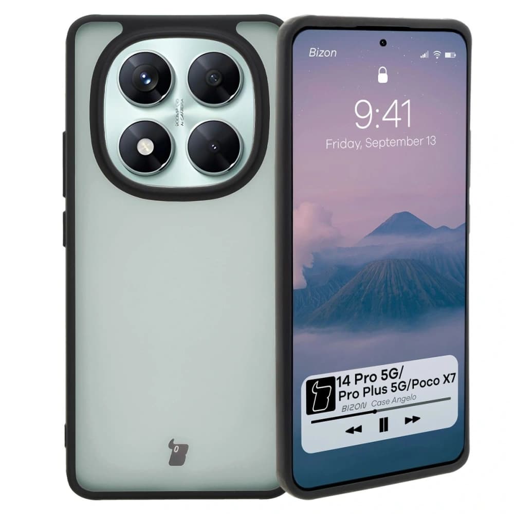 Etui Bizon Case Angelo do Xiaomi Redmi Note 14 Pro 5G / 14 Pro+ 5G / Poco X7 kouřové s černým rámem - 1