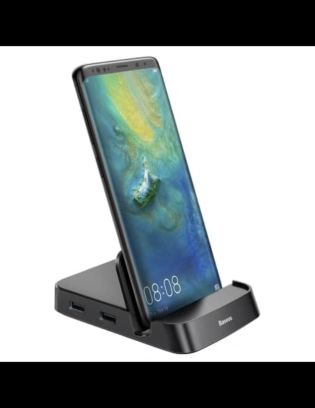 Dokovací stanice, HUB USB-C Baseus Mate Docking pro smartfony Huawei a Samsung, 15W (černá)