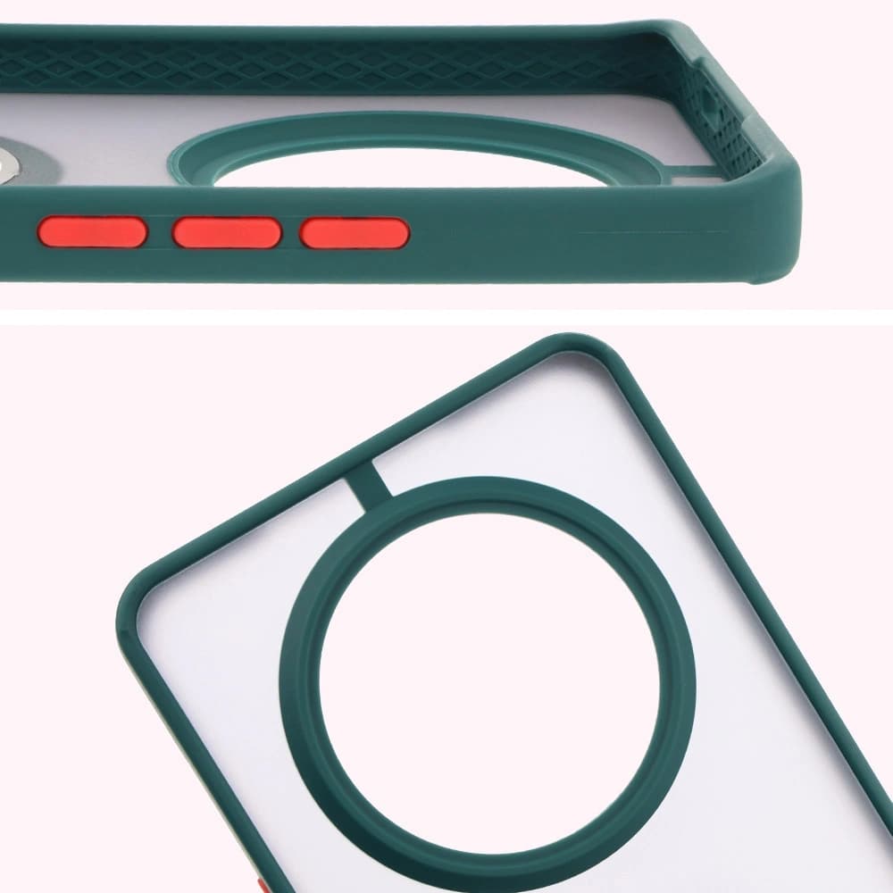 Bizon Case Hybrid Ring Honor Magic7 Lite smoky with a dark green frame - 3