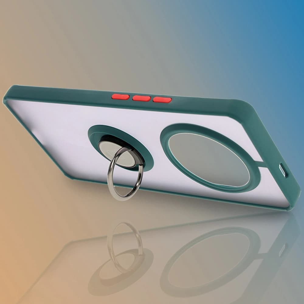 Bizon Case Hybrid Ring Honor Magic7 Lite smoky with a dark green frame - 6