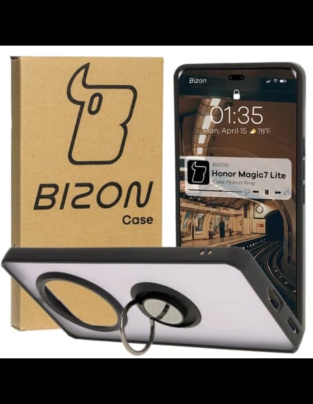 Bizon Case Hybrid Ring Honor Magic7 Lite smoky with a black frame