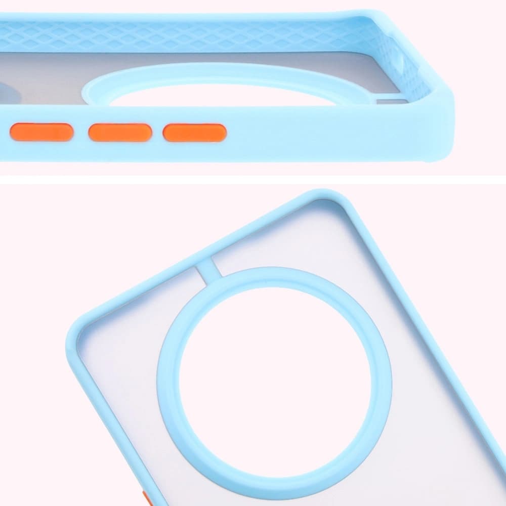 Bizon Case Hybrid Ring Honor Magic7 Lite smoky with a light blue frame - 3