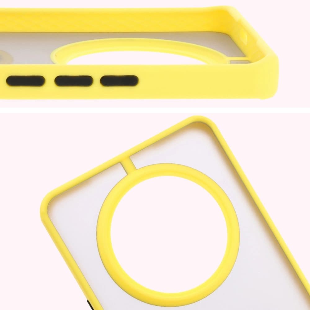 Bizon Case Hybrid Ring Honor Magic7 Lite smoky with a yellow frame - 3