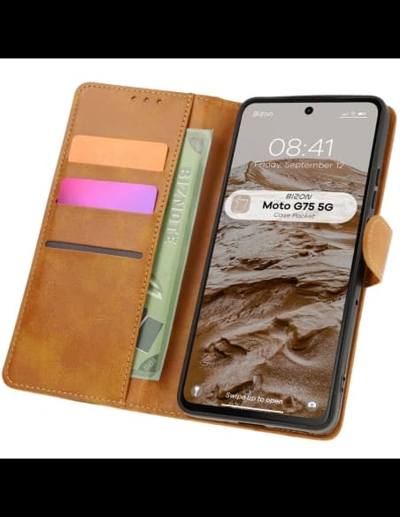 Bizon Case Pocket Motorola Moto G75 5G maro