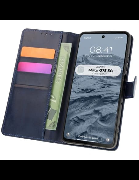 Bizon Case Pocket Motorola Moto G75 5G albastru marin