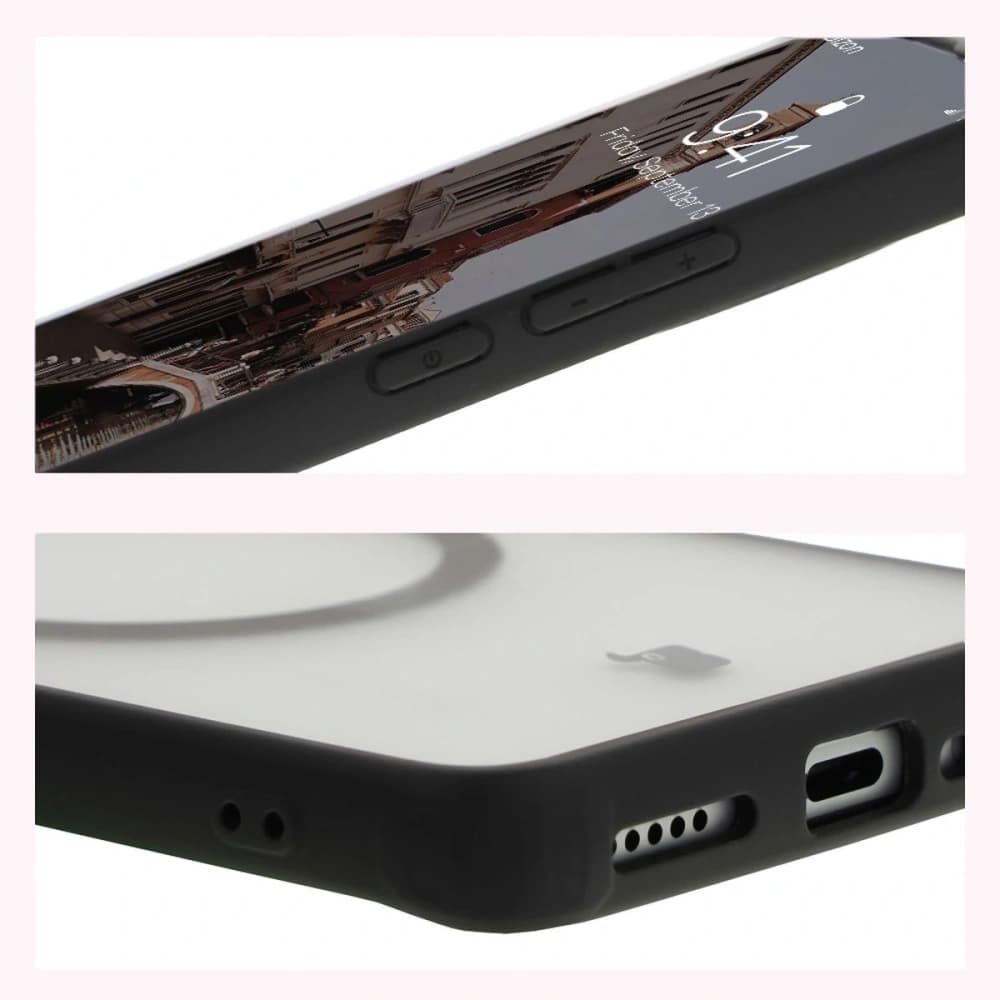 Etui s magnetickým kroužkem Bizon Case MatteO pro Xiaomi Redmi Note 14 Pro 5G / 14 Pro Plus 5G / Poco X7 poloprůhledné s černým rámem - 5