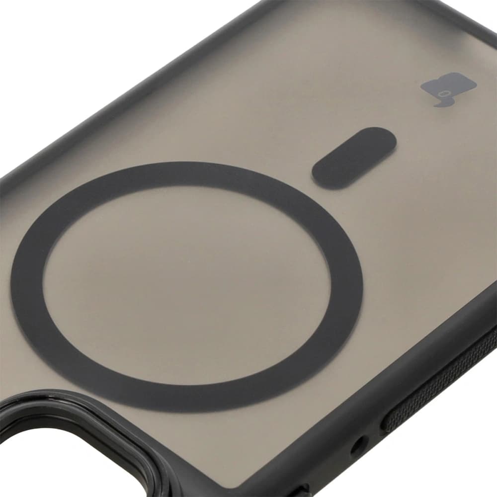Pouzdro s podstavcem a magnetickým kroužkem Bizon Case Eclipse pro Motorola Edge 50 Fusion kouřové s černým rámečkem - 4
