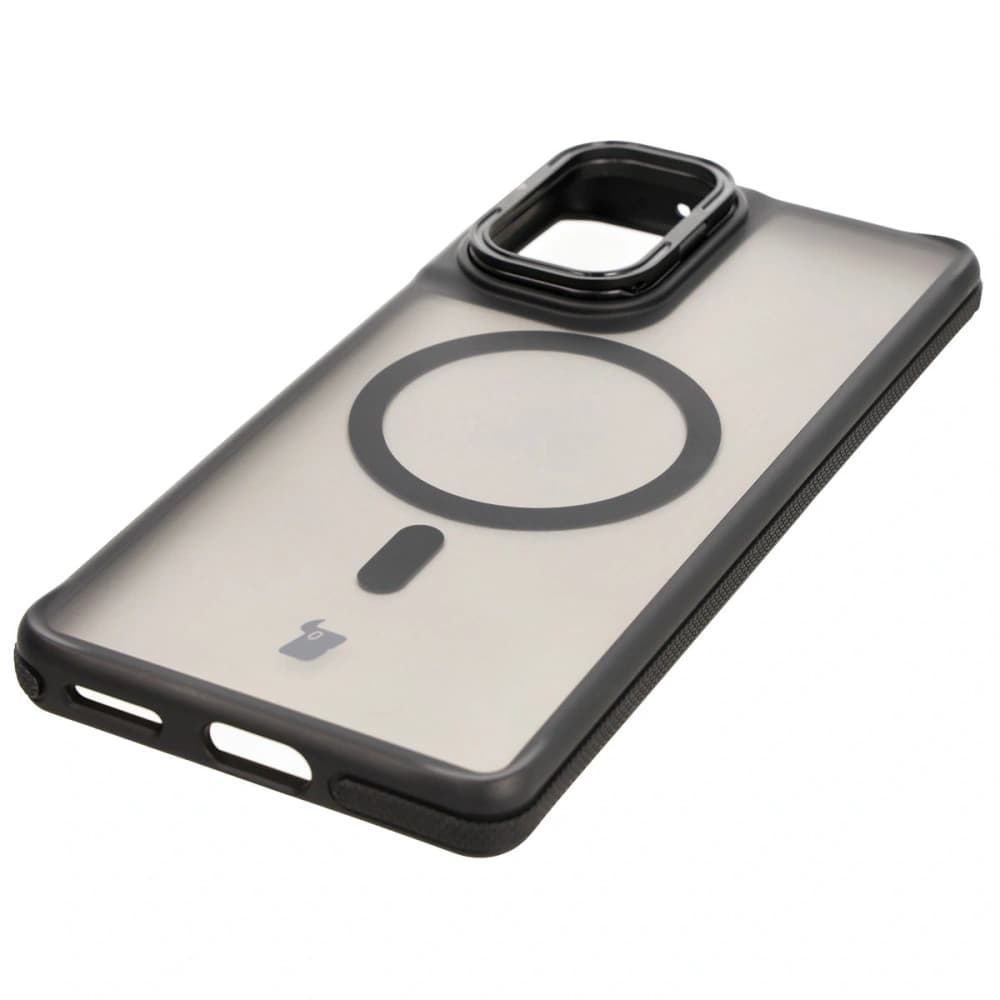 Pouzdro s podstavcem a magnetickým kroužkem Bizon Case Eclipse pro Motorola Edge 50 Fusion kouřové s černým rámečkem - 7