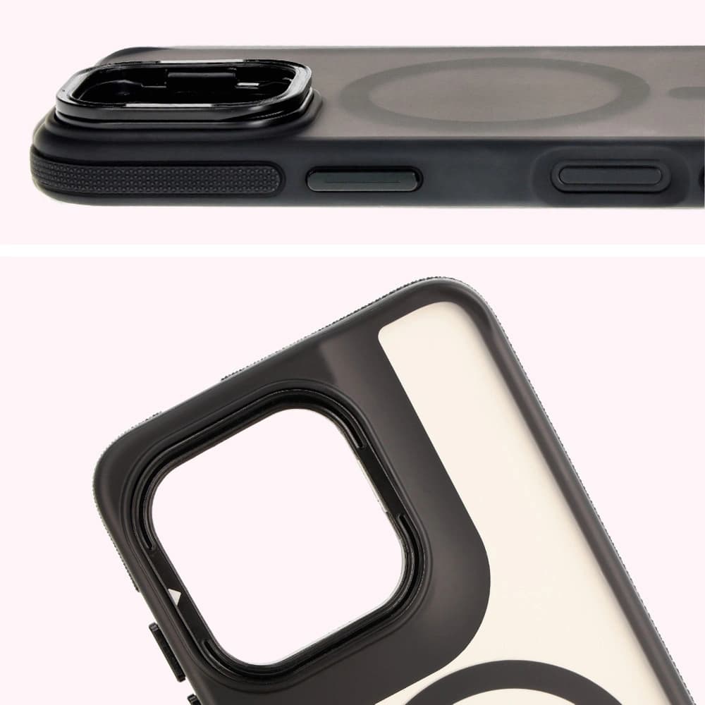 Bizon Case Eclipse Stand & Magnetic Motorola Edge 50 Neo rauchig mit einem schwarzen Rahmen - 5